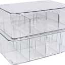 Xbopetda 2 Pack First Aid Box, Acrylic Medicine Kit Case Organizer Empty, Divided Medicine Box First Aid Storage Box Kit with Hinge Lid, Emergency Supplies Storage Box for Home Office (Clear)