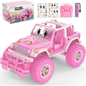 NQD Remote Control Car, Rechargeable RC Racing Cars with Stickers 1:16 Scale, 80 Min Play, 2.4Ghz Off Road Trucks All Terrain Toys Gifts for 3-Year-Old Girls