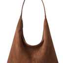 Suede Shoulder Bag for Women Suede Purse Boho Bags Slouchy Tote Bag Satchels Trendy Crescent Crossbody Bag Handbag