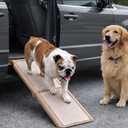 Pet Gear SupertraX Ramps for Dogs and Cats, Maximum Traction Surface, Portable/Easy-Fold (No Tools Required), Built in Handle for Travel, 5 Models, 42" L X 16" W, Supports 150 lbs, Wheat