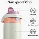 ENCOOL Leakproof Insulated Water Bottle with Straw Dual-Sip Water Bottle Bag-Safe Design for Work, Commute & Gym  Keeps Drinks Cold All Day, 24 oz, Sand Beige