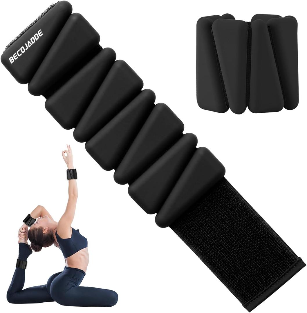 BECOJADDE Ankle Weights Set of 2 (1 lb/2 lb/3 lb Each) Adjustable Wrist Weights for Women Men Wearable Arm Leg Weight for Pilates, Running, Walking, Workout, Yoga (Black)