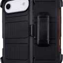 for Defender Phone Case iPhone 17 Air Case with Belt Clip, for Shockproof iPhone 17Air PhoneCase Rugged, 2 Layers of Sturdy for Heavy Duty, Military-Grade Cover for iPhone17Air Cases Black & Orange