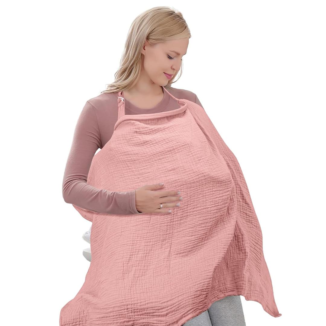 Premium 100% Organic Cotton Muslin Nursing Cover 43 x 28 Inches  Breathable, Lightweight & Privacy Wrap for Mothers, Soft Multi-Use Breastfeeding Cover for Home & Travel, Beige