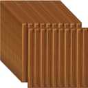 Nuanchu 32 Pcs 3D Slat Wall Panels 12 x 12 Inch PVC Fluted Textured Panel Cuttable Glue up Wall Art Decorative Tiles for Ceiling Studio Bathroom Interior TV Background (Teak Grain)