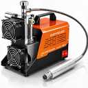 GOYOJO AC-2 PCP Air Compressor, 4500 PSI/30 MPa Portable Oil-Free Air Pump, Up to 45 Min Continuous Runtime, 12V DC & 110V/220V AC Converter, for PCP Airguns & HPA Paintball Tanks