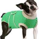 FUAMEY Dog Recovery Suit Male,Dogs Surgery Neuter Suits Puppy Spay Shirts for Female Protect Dog's Skin Anti Licking Abdominal Wounds Doggie Onesie Pet Bodysuit Alternative to Cone Green Stripes M