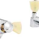KAISH Chrome 3+3 Locking Tuners 21:1 Locking Tuning Machines Locking Tuning keys with Vintage Keystone Buttons for USA LP/Les Paul/SG/ES/Acoustic Guitars
