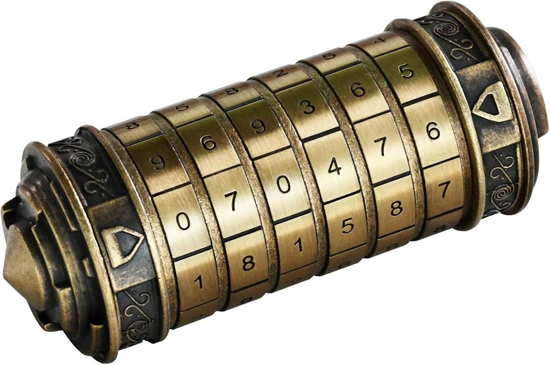Da Vinci Code Numeric Cryptex Money Puzzle Box for Cash Gift, Jewelry Box with Hidden Compartment, Unique Puzzle Gift for Adults Brain Teaser Valentines Day Wedding & Anniversary Present (Bronze)
