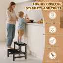 COSYLAND Step Stool for Toddlers - Two Step Stools Toddler 300 lbs Capacity with Safety Non-Slip Design, Natural Step Stool for Bathroom, Kitchen Dual Height Step Stools for Kids Natural