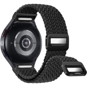 One Click No Gap Braided Bands Compatible with Samsung Galaxy Watch 7 6 4 5 FE Band 40mm 44mm/Galaxy Watch 6 4 Classic 47mm 43mm 42mm 46mm/Watch 5 Pro 45mm, 20mm Elastic Nylon Sport Strap Men Women