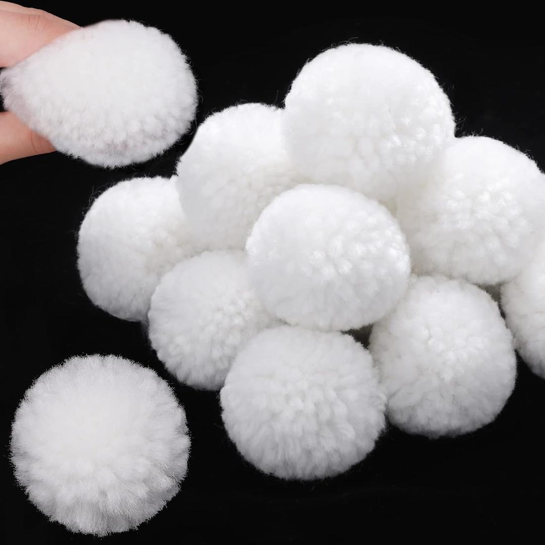 Syhood 20 Pcs Christmas Yarn Pom Poms Balls for DIY Handmade Crafts Fuzzy Pompoms for Christmas DIY Hats Thanksgiving Party Holiday Hanging Home Decorations (White, 2.5 Inch)