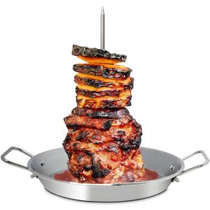 BBQ Vertical Skewer-Al Pastor Skewer Vertical Rotisserie Vertical Spit Stand for Tacos Al Pastor, Shawarma, Gyros- BBQ Grilling Accessory with 3 Removable Spikes (8, 10" and 12)