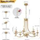 Gold Chandeliers, 8-Light Farmhouse Candle Chandelier