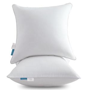 Oubonun 18"x18" Pillow Inserts (Set of 2) - Throw Pillow Inserts with 100% Cotton Cover - 18 Inch Square Interior Sofa Pillow Inserts - Decorative Pillow Insert Pair - White Couch Pillow