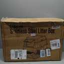 Stainless Steel Litter Box with Lid,Front Entry Top Exit Kitty LitterBox,Extra Large Enclosed Metal Cat Box with Litter Scoop & Litter Mat-Black