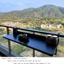 Balcony Bar Table Hanging for Railings, Outdoor Adjustable Height Folding Deck Rail Table for Patio, Garden, Renter-Friendly Space Saving, Aluminum Weatherproof Fits Round/Square Rails, Black