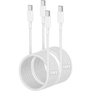 USB C to C Charger Cable 10ft, 60W Type C to C Fast Charging Cable Cord Long for Apple iPhone 17 Pro Max/17 Air/16 Pro Max/16 Pro/15 Plus/15 Pro Max/MacBook 2021/2020/2019,iPad Pro/Mini/Samsung Galaxy