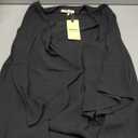 Bebonnie Womens Ruffle 3/4 Sleeve V Neck Double Layers Chiffon Blouses Dressy Tunic Tops (Black, XL)