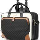 Rolling Laptop Bag, Rolling Briefcase for Women with Waterproof Pocket, 16 Inch Computer Bag, Underseat Carry On Luggage with Wheels for Work Travel Business, Lightweight Beige Brown