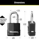 Master Lock Magnum Heavy Duty Outdoor Padlock with Key, Weather Resistant Body and Cut Safe Shackle Make Lock Perfect for Fences, Gates, Sheds, 2 Pack, M115XTLF, Black