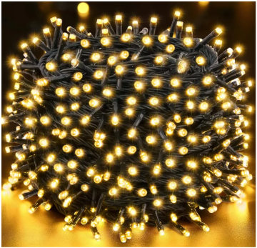 Techip 300 LED Christmas Lights Outdoor, Warm White Christmas Tree Lights Outside Waterproof Twinkle Lights Green Wire Connectable Plug in String Lights Indoor 108FT 8 Modes for Xmas House Decor