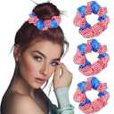 3 Pieces Patriotic Hair Scrunchies for Women Girls American Flags Hair Ties 4th of July Red White and Blue Scrunchies Soft Elastic Hair Bands Ponytail Holder for Independence Day USA Hair Accessories