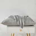 Nokolulu Egyptian Cotton Pillowcases Set of 2 | 400 Thread Count Ultra-Soft & Breathable Pillow Covers - Skin-Friendly Envelope Closure (Gray, Queen)