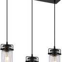 Kitchen Pendant Lighting Over Island Pendant Lights with Seeded Glass Shade Black 3 Pendant Lighting Adjustable Farmhouse Ceiling Light for Kitchen Island Dining Room Bedroom Living Room