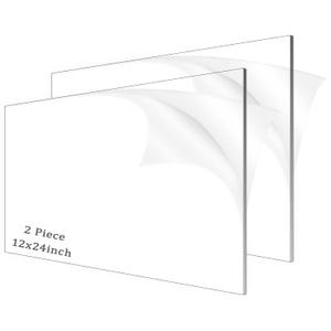 2 Pieces 1/8" Thick (3mm) Acrylic Sheets, Plexiglass Sheets, Clear Cast Plexiglass 12”x 24” with Protective Paper for Signs DIY Display Projects,Craft,Photo Frames