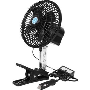 12v Car Fan that Blow Cold Air,360 Adjustment Small 12 Volt DC Clamp Fans,90 Oscillating Clip Fan for RV,Vehicles and Forklift (6inch)
