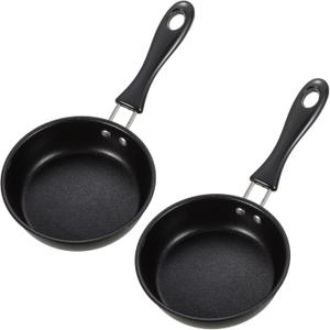 Tessco for you 2 Pieces One Egg Frying Pan, Mini Induction Frying Eggs Skillet, 4.7 Inch Round Mini Non Stick Fry Single Pan with Heat Resistant Handle Portable for Stove Gas Induction Hob