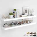 RICHFOCUS 55Inch Floating Shelves for Wall 2 Pack Shelves for Bedroom|Kitchen|Bathroom Wall Mounted Rustic Wood Floating Shelf with Invisible Brackets for Books|Storage|Decor, White