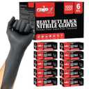 Heavy Duty 6 Mil Black Nitrile Gloves - Disposable, Latex & Powder Free | Mechanic, Food Prep & Tattoo | Rubber Gloves for Cooking, Cleaning & Household |Bulk Case of (1000) (Medium)