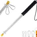 8.2ft/2.5M Telescopic Hand Held Flag Pole with 4 Clips,Thick Portable Stainless Steel Extendable Retractable Handheld Flagpoles,Collapsible Telescoping Festival Flag Pole for 3x5 4x6 Flags,Tour Guide