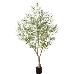 LYERSE Olive Trees Artificial Indoor - Faux Olive Tree 7ft with Large Olive Branches and Lifelike Fruits - Artificial Olive Tree for Modern Home Office House Living Room Decor