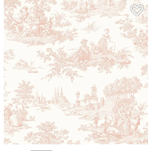 Drydiet 18ft x 20.5 Inch Pink Chateau Toile Peel and Stick Wallpaper with Smoothing Tool Kit Blush Removable Self Adhesive Vintage Wallpaper Toile Contact Paper for Bedroom Bathroom Walls Covering