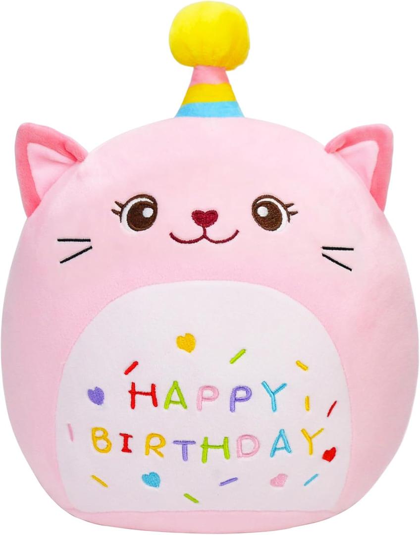 LICSOR Cat Plush Toy 12 Inch Cute Unicorn Cat Birthday Stuffed Animal Soft Cat Plushies Pillow Pink Doll Gifts for Kid Toddlers Home Room Decoration (Cat Plush)