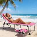 Backpack Sun Tanning Chair with Face Hole & Beach Table, 5-Position Adjustable Folding Lounge Chair Outdoor for Lawn Patio Garden