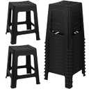 TURSTIN 12 Pack Plastic Stools 16.9 Inch Black Nesting Stools Portable Backless Bar Stool Flexible Seating Chairs for Classroom Office Home