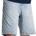 Y2k Ripped Jeans Shorts Mens Wide Leg Distressed Denim Shorts Baggy Bermuda Jeans Streetwear Jorts (Medium, Blue)