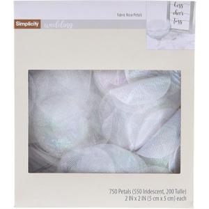 Simplicity Fabric Rose Flower Petals for Weddings and Other Celebrations, 2" x 2", Iridescent and Tulle, 750 Piece (750 Count (Pack of 1))