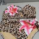 Herseas Womens 2 Piece High Waisted U Wire Bikini Set Floral Print Swimsuit Crisscross Back Bathing Suit Beach Swimwear 2XL