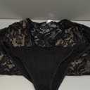 Avidlove Women Lace Bodysuit Lingerie Tops Sexy Deep V Bodysuit Tops One Piece Body Suit Short Sleeve (A-black-(with Snap Crotch, XL))