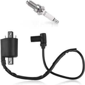 Ignition Coil with Spark Plug Compatible with Yamaha Gas Golf Cart G2 G5 G8 G9 G11 G14 1985-1996 Replacement for J38-82310-20-00 JF2-82310-00-00 BR8ES