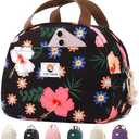 CaCTOUR Lunch Box for Women Girls Teens,Cute Lunch Box Cooler Bag, Portable Insulated Small Lunch Bag Women Reusable Corduroy Lunch Tote for Work/Travel/Picnic/School (Flower)