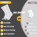 ONKE Max Full Cushion Crew Socks for Men Heavy Duty Work Boot Steel Toe Workout Athletic Thick Warm Moisture Wicking Control (White, L)