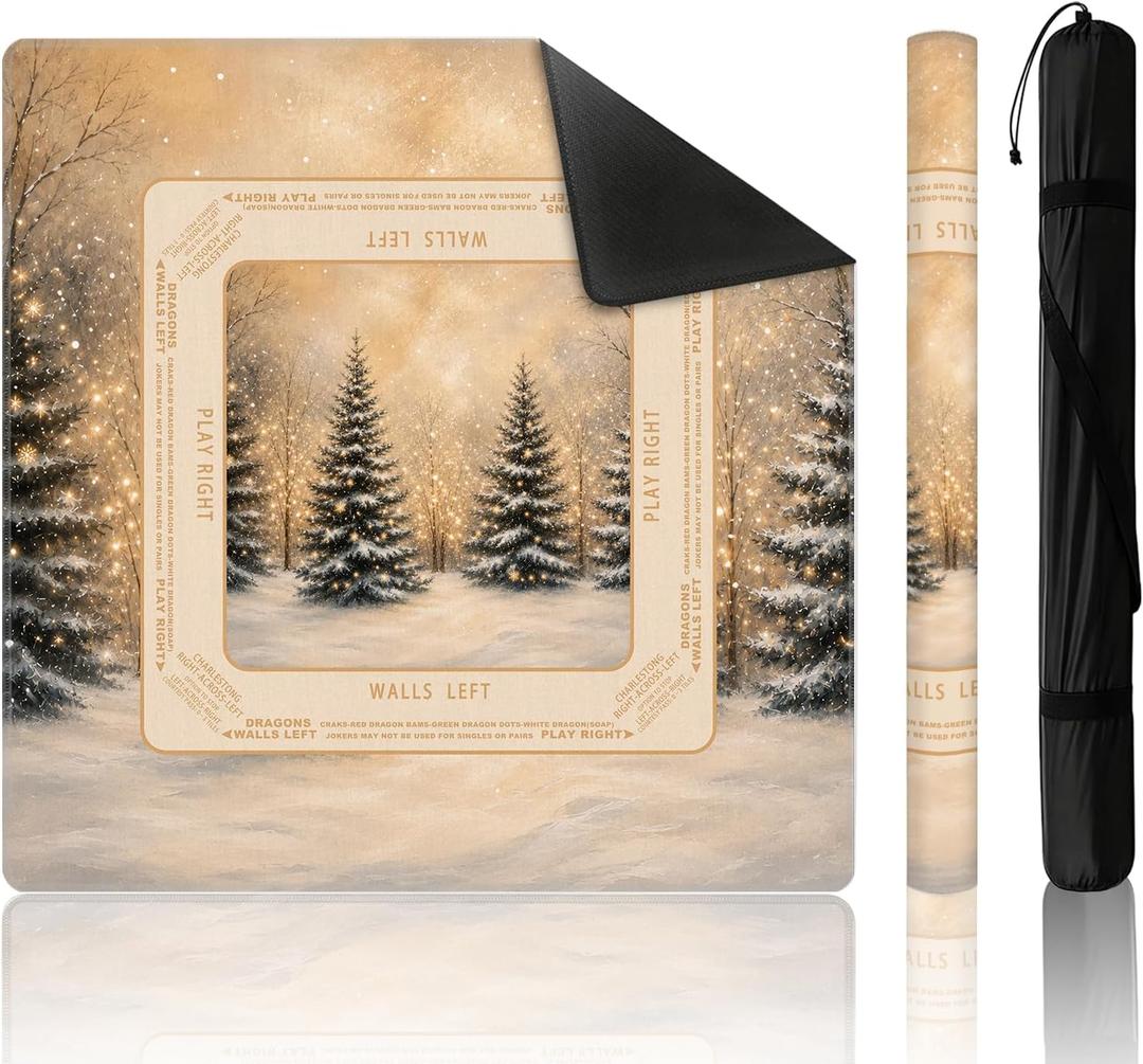 Gold Christmas Tree Mahjong Mat 31.5in with Carry Bag