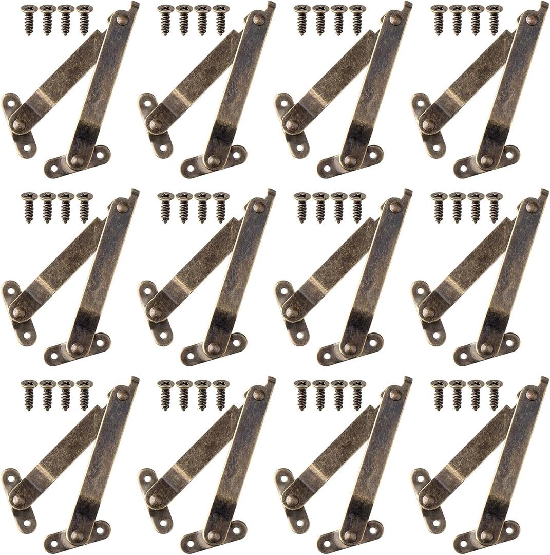 Small Hinges for Wooden Box, Locking Hinges with Screws for Cabinet Chest Cupboard 4.48 x 1.22 inches