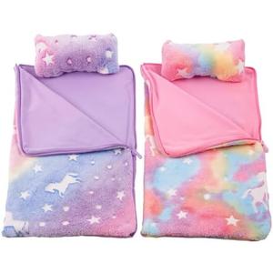 BABESIDE 2 Pcs Reborn Baby Doll Bedding Set for 12-17 Inch Dolls, Cute Animal & Star Pattern Doll Blanket and Pillow Set, Soft Bedding for Pretend Play and Dollhouse Accessories